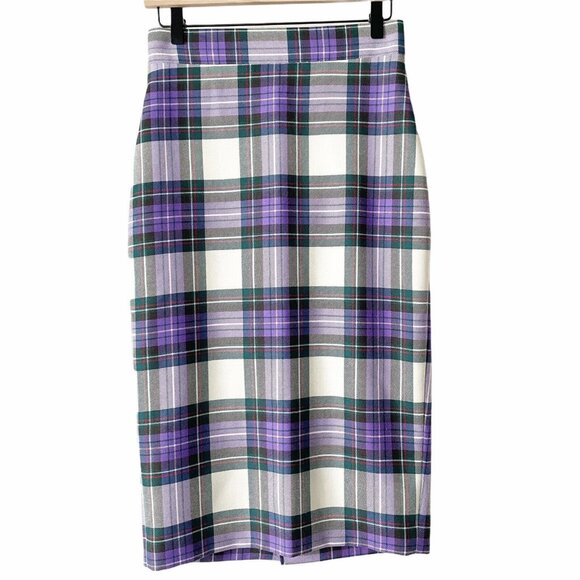 Giada Benincasa Dresses & Skirts - Giada Benincasa Ciao Amore 100% Wool Purple Plaid Pencil Skirt‎ Medium